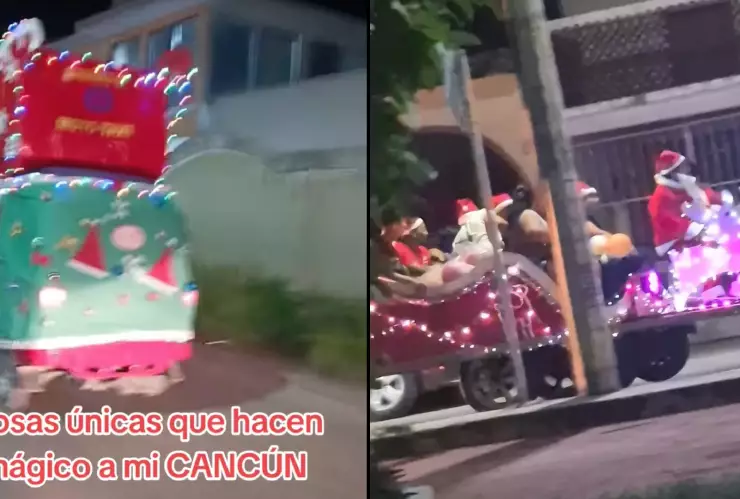 ¡La magia de la Navidad llegó a Cancún! Ponchis se vuelve un trineo y recorre la ciudad