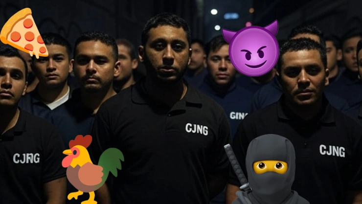 (Imagen generada con inteligencia artificial) Personas reclutadas por el CJNG.