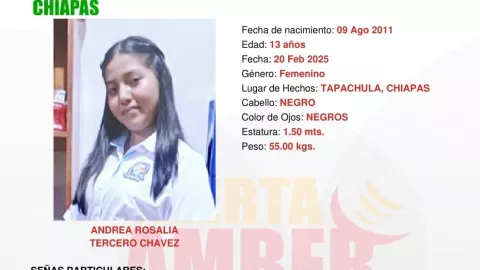 Andrea Rosalía desapareció en Tapachula