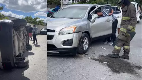 Volcadura en la región 97 de Cancún y deja lesionados