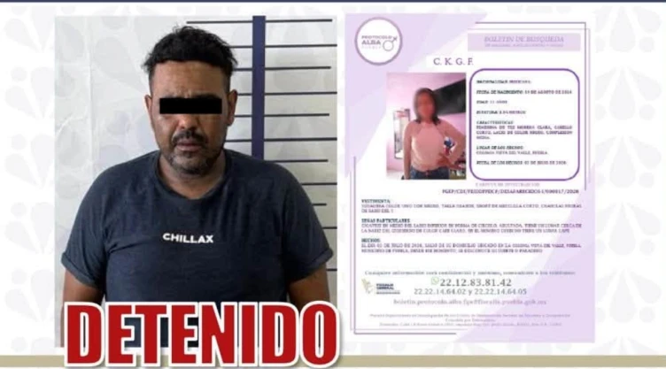 Niña desaparecida en Puebla es rescatada de hombre que la tenía.