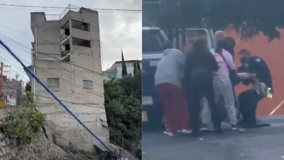 Pánico en Naucalpan: Mujer entra al edificio con riesgo de colapso y es detenida