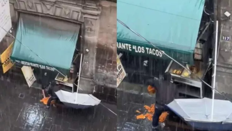 Trompo al pastor cae a charco de agua