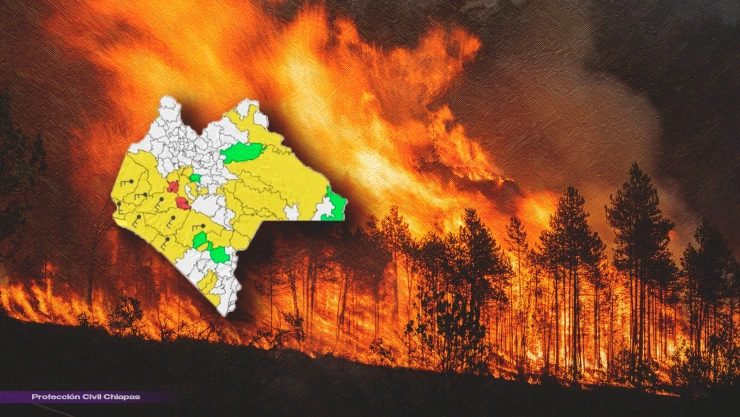 Alerta por incendios forestales en Chiapas: Lista de municipios en código rojo y amarillo.