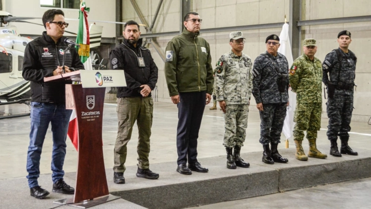 Durante la conferencia de prensa de la Mesa Estatal de Construcción de Paz y Seguridad.