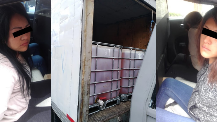 Dos huachicoleras detenidas CDMX 6 mil litros de gasolina