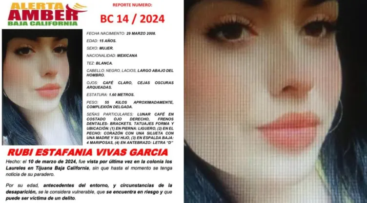 Alerta Amber Rubí Estefanía Vivas García Tijuana Baja California