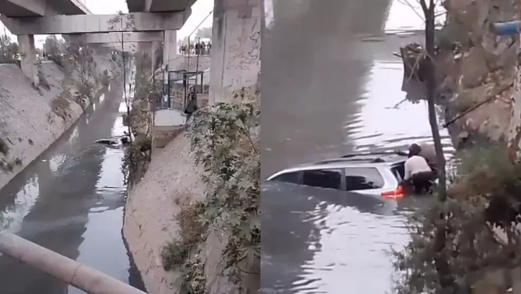 VIDEO: Rescatan a conductor tras caer con su camioneta al Río de los Remedios