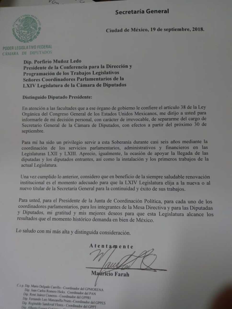 Salida Mauricio Farah