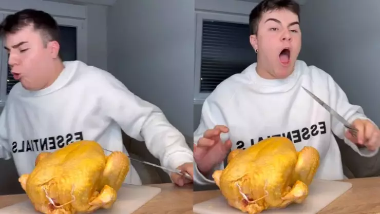 VIDEO_ Tiktoker sufre ataque de náuseas por preparar pollo