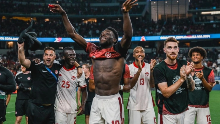 Celebración de los jugadores de Canadá en la Copa América