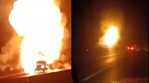 VIDEO: Captan explosión de pipa de gas en la autopista México-Querétaro; paralizó la circulación