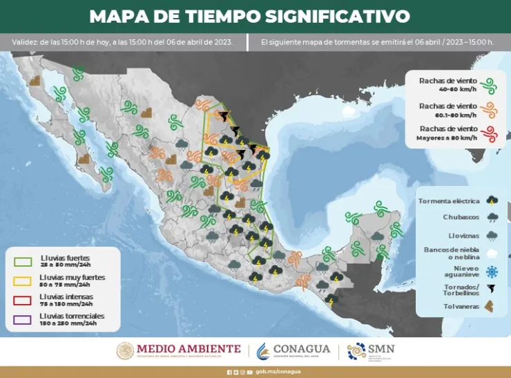 Clima en México 6 de abril