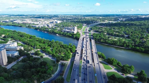 Vista aérea autopista I-35 Texas