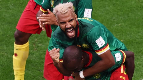 Festejo de Choupo Moting en Qatar 2022