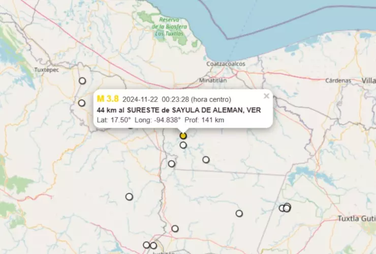 Sismo 22 de noviembre de 2024 en Sayula de Alemán, Veracruz