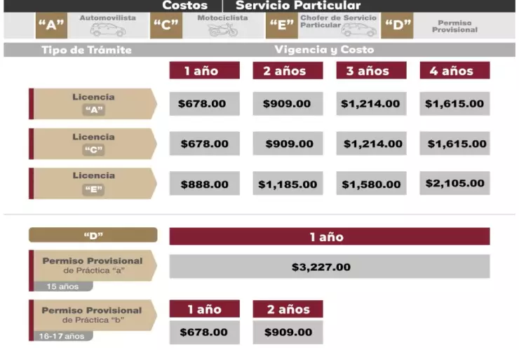 Precios de la licencia de conducir en el Edomex para 2024