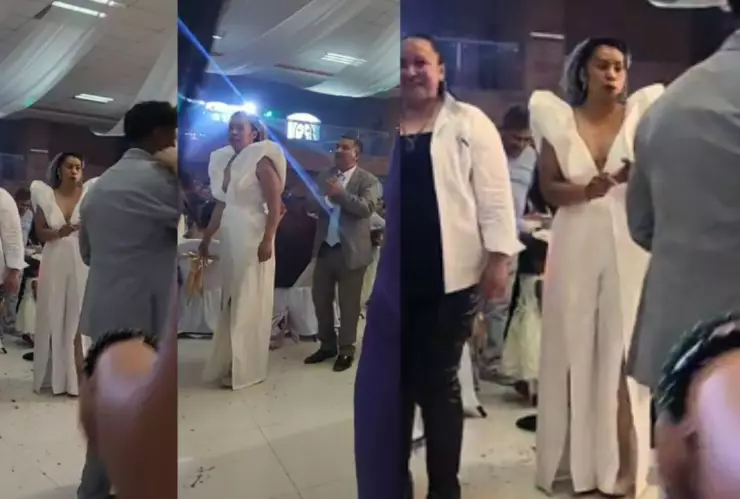 Mujer se viste de blanco en boda