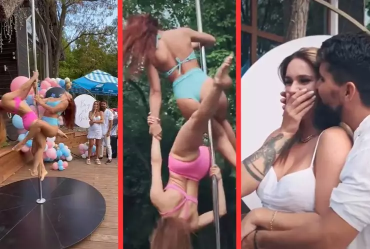 Revelación de género con show de pole dance.-