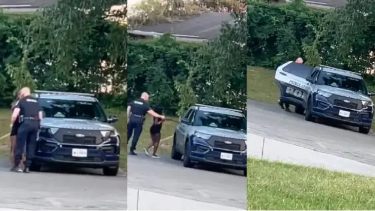 VIDEO_ Captan a policía subiendo a su amante a la patrulla