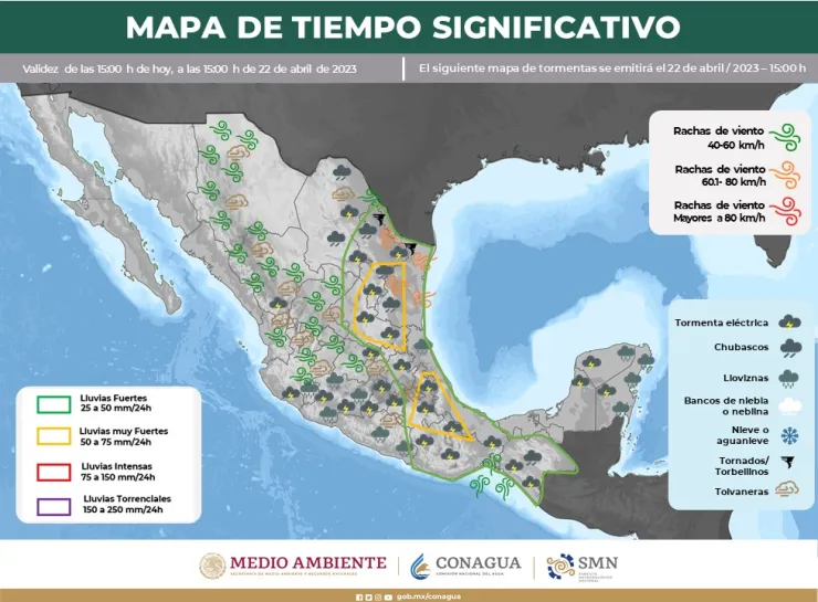 Clima en México hoy 22 de abril