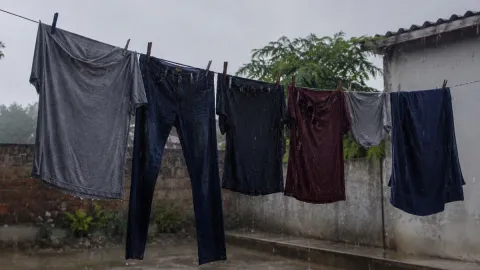 ropa bajo la lluvia