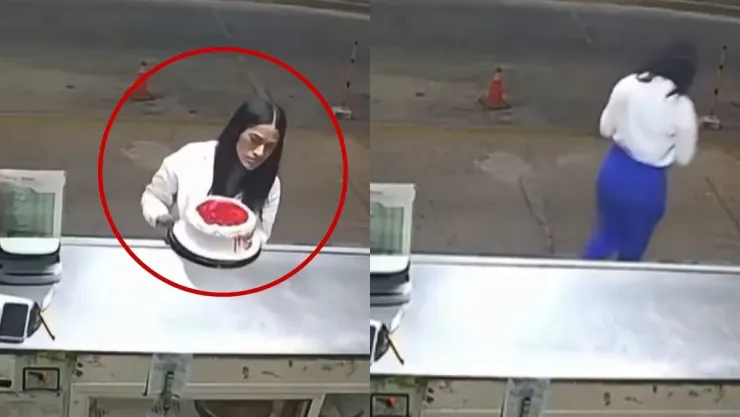 Mujer se roba pastel y es captada por cámaras