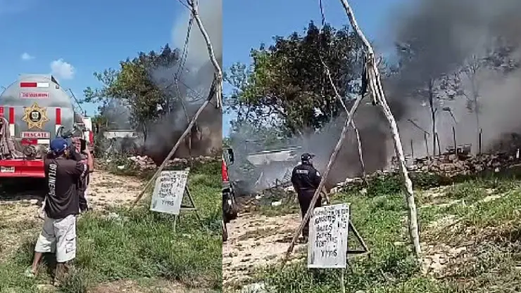 ¡Devastador! Reportan fuerte INCENDIO al sur de Mérida; fuego arrasa con 5 viviendas