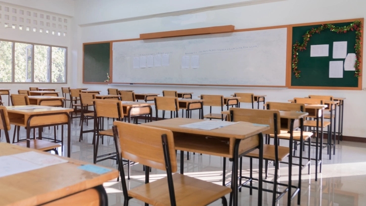 Aula vacía de un colegio de Chicago