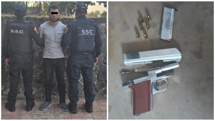 Policías detuvieron a un hombre cuando asaltaba a un conductor en un semáforo.