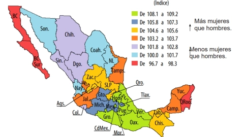 Mujeres mapa estados