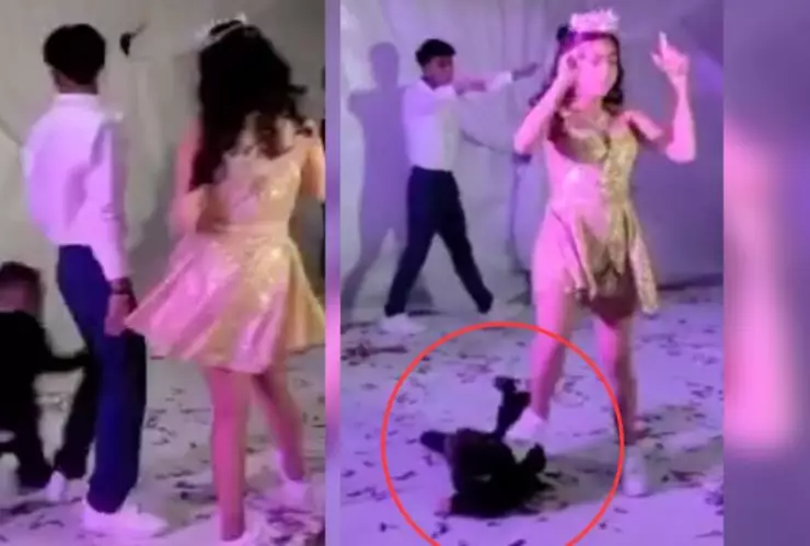 Niño se atraviesa en baile de XV años y termina pisoteado