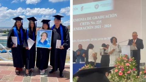 Mamá de Luis Hassiel, joven fallecido en accidente de Ibarrilla, en León, recibe diploma de preparatoria de su hijo