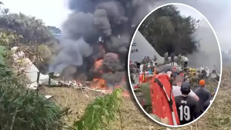 Así captaron el momento en que avión militar se estrella con más de 100 soldados; hay varios muertos