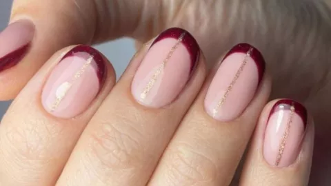 uñas punta francesa color vino