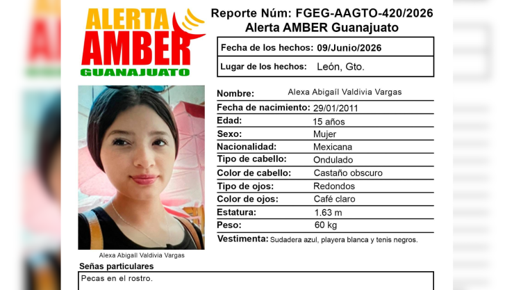Alerta Amber buscan a Alexa Abigail Valdivia Vargas originaria de León
