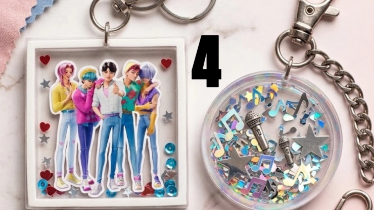 4 ideas para hacer llaveros shaker de los Saja Boys con mica transparente