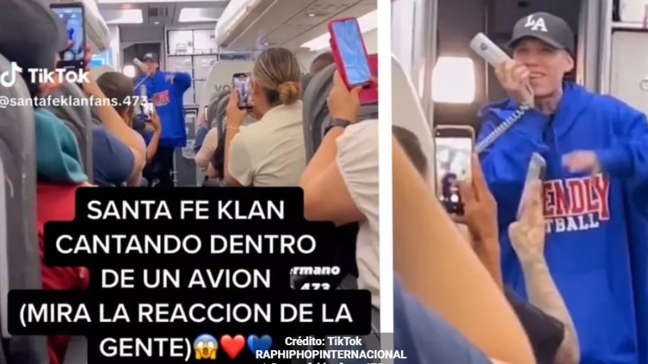 VIDEO - Santa Fe Klan sorprende cantando en avión por altoparlante