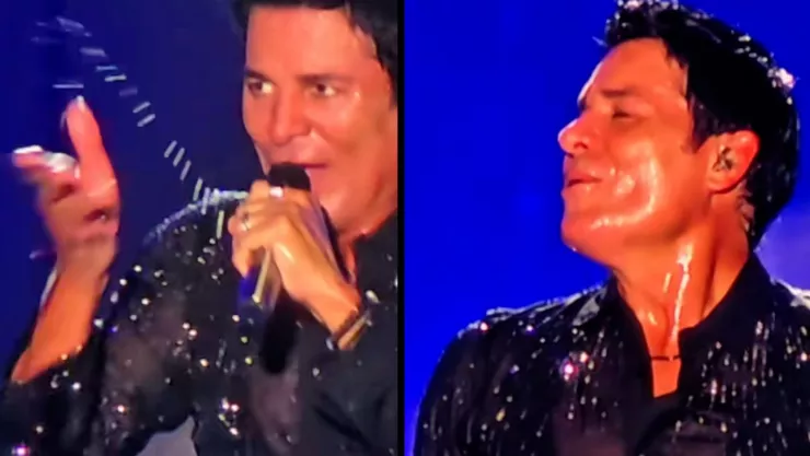 Chayanne sufre por altas temperaturas durante su concierto en Los Mochis, Sinaloa este 23 de septiembre. .jpg