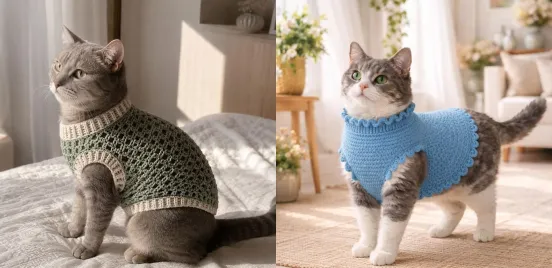sueteres a crochet para gatos