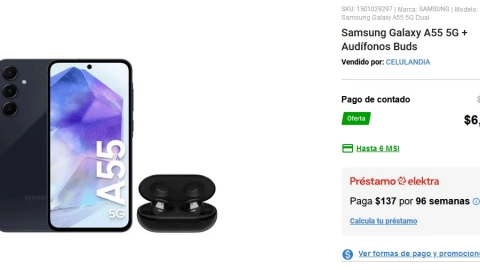 Elektra ofrece un Samsung Galaxy A55 5G con aud&iacute;fonos de oferta