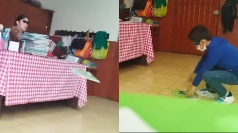 VIDEO: Captan a maestra arrojando los cuadernos de sus alumnos al suelo