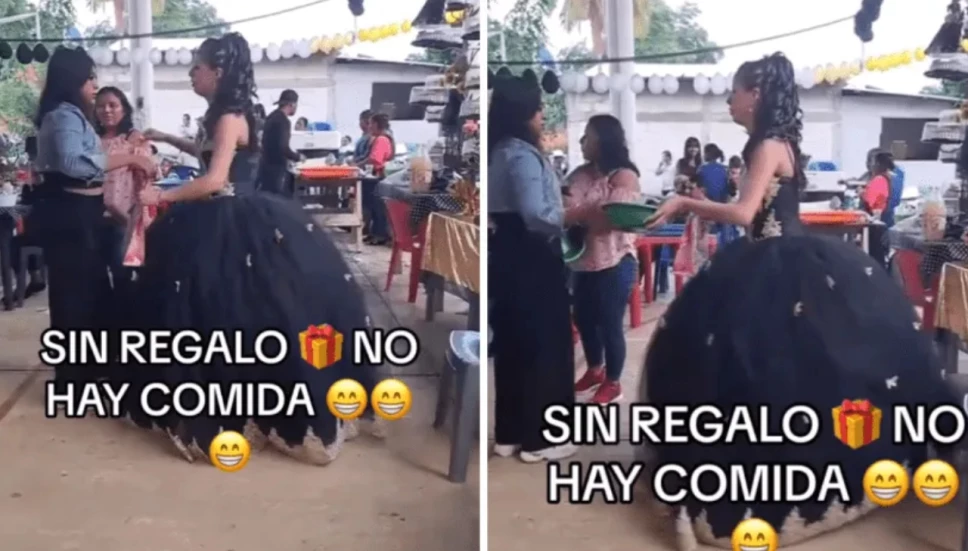 Una joven quinceañera causó gran controversia en redes sociales por condicionar el plato de comida a sus invitados.