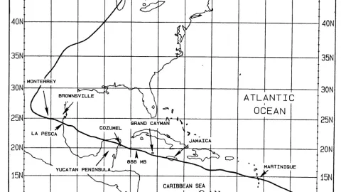 La trayectoria de Gilbert en septiembre de 1988