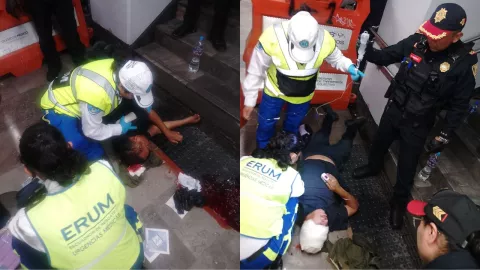FOTOS: Hombre se descalabra tras caer de las escaleras en Metro Pino Suárez