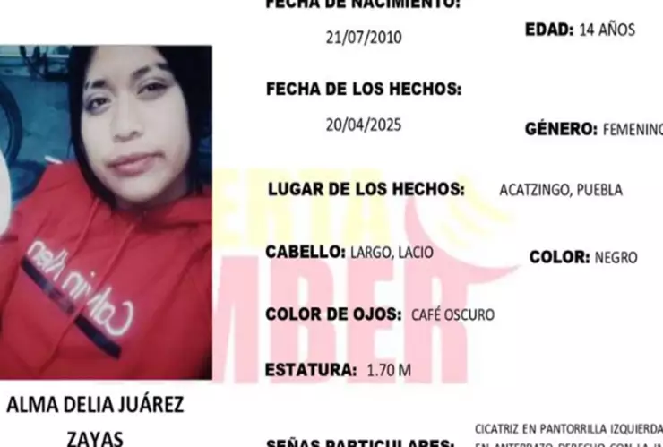 desaparecida Alma Delia Juárez zayas acatzingo puebla