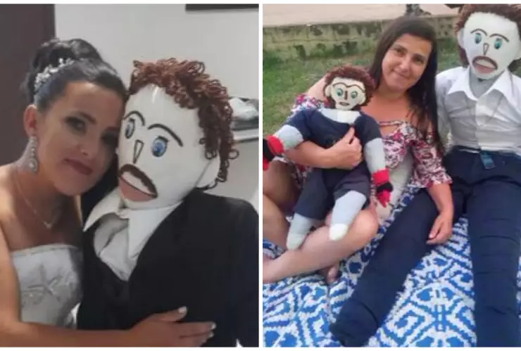 Mujer está embarazada de su novio de trapo