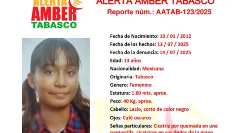 ALERTA AMBER TABASCO: Amairani Guadalupe Medel Castillo