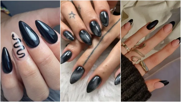 Checa estos diseños de uñas acrílicas negras
