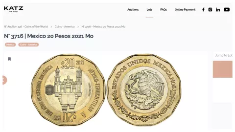 moneda de 20 pesos subasta libre